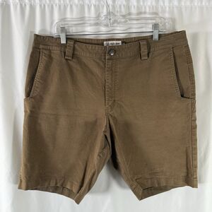Flylow Shorts Men's 36 Brown Flat Front 9" Inseam Cotton Blend Hiking Fishing